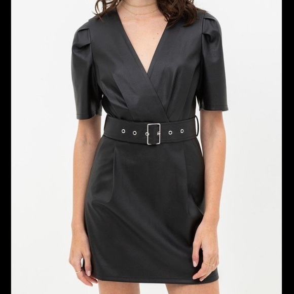 NWT Love Tree Faux Leather Dress with Belt - Picture 2 of 7